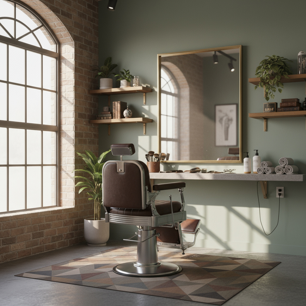 Interieur van een moderne barbershop met warme sfeer