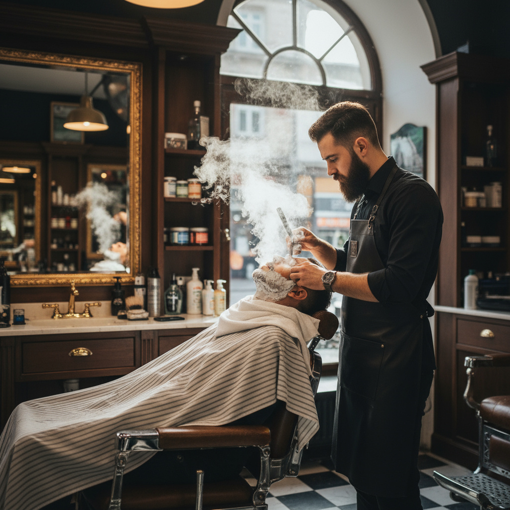 Hot towel shave in klassieke barbershop
